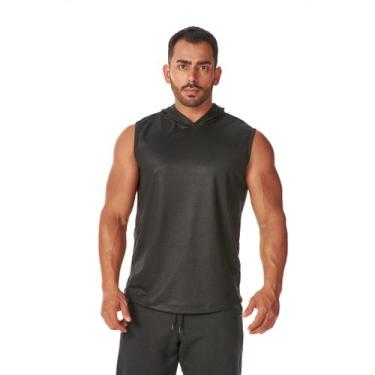 Imagem de Regata com Capuz Masculina Esportiva Tendência Academia Corrida Caminh