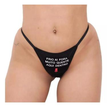 Imagem de Calcinha tanga fio frase noite sex preta + gargantilha hotwife - Deia,