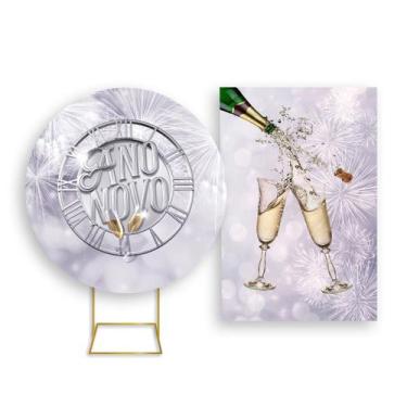 Imagem de Painel De Festa Redondo 1,50x1,50 + Painel Vertical 1,50x2,20 - Ano No
