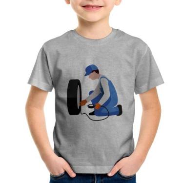 Imagem de Camiseta Infantil Borracharia - Foca na Moda, Cinza, 10