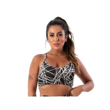 Imagem de Top Fitness Nadador Feminino Suplex Alça Fina Academia Estampado - JAV