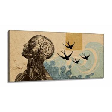 Imagem de Quadro Decorativo Medicina Cérebro Sépia em Tecido Canvas 130x60 - Wal