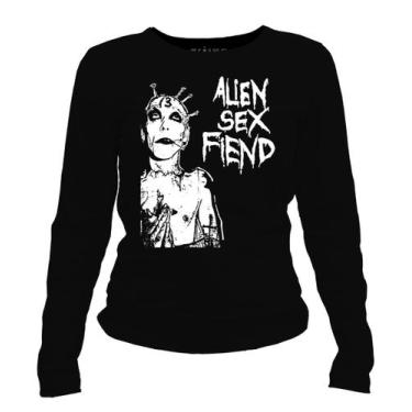 Imagem de Camiseta manga longa feminina Dasantigas malha 100% algodão na cor pre