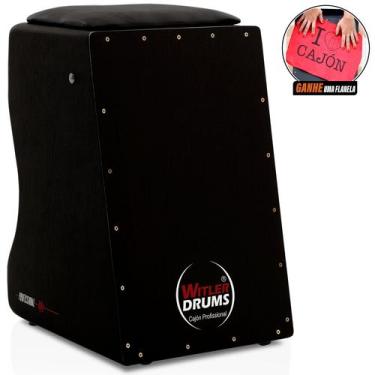 Imagem de Cajón elétrico inclinado  witler drums  natural  preto