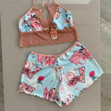 Imagem de Pijama Feminino Short Doll Cropped Lingerie - Bellitas, Rosa, M