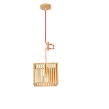 Imagem de Pendente Para Sala Oka Cube 23Cm Madeira E27 Avant - Avant Iluminação