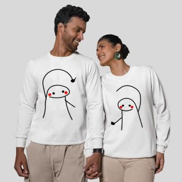 Imagem de Kit 2 Blusas Frio Moletom Careca Sem Capuz Casal Namorados Flork - MP 