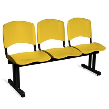 Imagem de Longarina Plástica 3 Lugares A/E Amarelo Lara - Shop Cadeiras