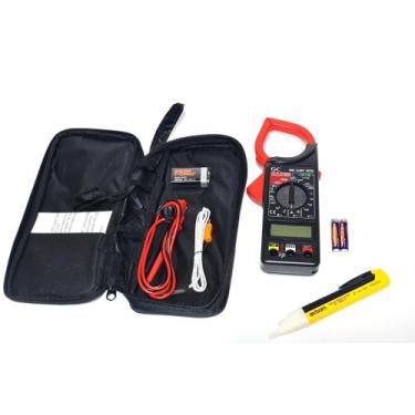 Imagem de Alicate Amperimetro Com Medidor De Temperatura 266c + Caneta Detectora