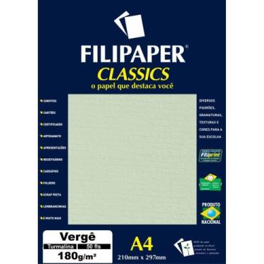 Imagem de Papel A4 Vergê Turmalina Verde 180G Caixa com 50 Folhas - Filiperson