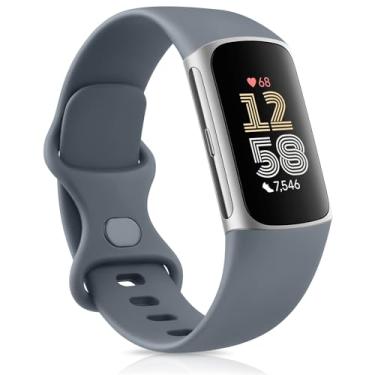 Imagem de Meliya Pulseiras esportivas de substituição para Fitbit Charge 6/Charge 5 (azul, cinza, P)