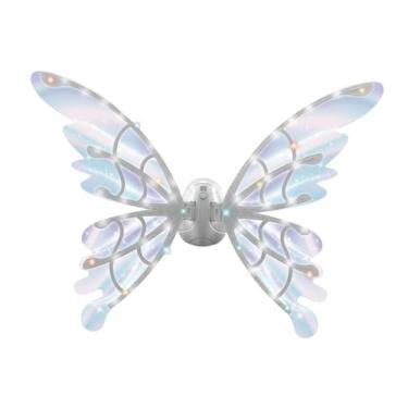 Imagem de Dynwave Asa de fada elétrica, asa de borboleta led para meninas com luzes, traje de halloween, asa de anjo vestir-se para o dia das bruxas, natal