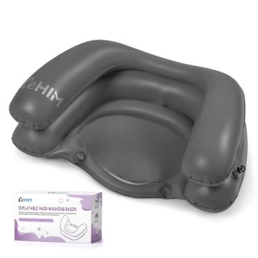 Imagem de Cehim Bacia de xampu inflável para crianças – lavatório de cabelo para crianças, adolescentes, crianças pequenas com suporte de pescoço, tigela de xampu portátil para uso na cama, na banheira, no chão
