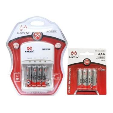 Imagem de Carregador De Pilha AA AAA 9V Mox + 8 Pilhas Palito AAA Recarregaveis