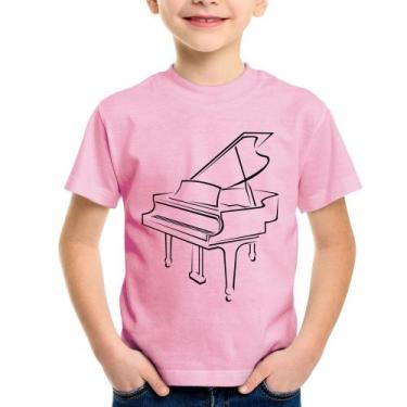 Imagem de Camiseta Infantil Piano - Foca na Moda, Rosa bebê, 4