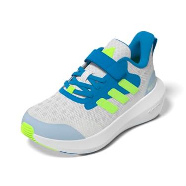 Imagem de adidas Tênis esportivo unissex infantil Fortarun 3.0 de renda elástica, Cinza traço/limão lúcido/azul solar, 2.5 Little Kid