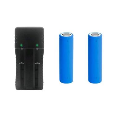 Imagem de Kit Carregador Duplo 2 Slot Mais 2 Bateria 18650, 14500 Bateria 26650,