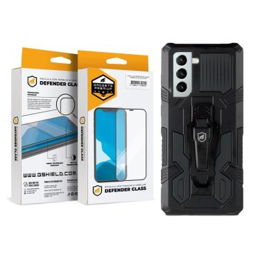Imagem de Kit Capa case capinha Clip e Película Defender Glass Samsung Galaxy S21 Plus - Gshield