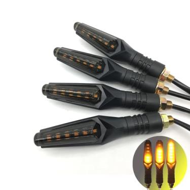 Imagem de SPNUVR 4 peças de seta universais para motocicleta, 6 LEDs para Kawasaki, Honda, Suzuki, BMW, KTM, Yamaha Moped Scooter, Dirt Bike MSX X-ADV R125 FZ1, Luzes piscantes de fluxo de água (4 peças)