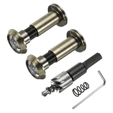 Imagem de PATIKIL Visualizador de porta de 9/40.6 cm, visor de porta de privacidade de cobre de 2 peças com capa de privacidade, 180 graus serve para porta de 1-3/10.2 cm a 2-15/40.6 cm com broca de 14 mm/0,55"