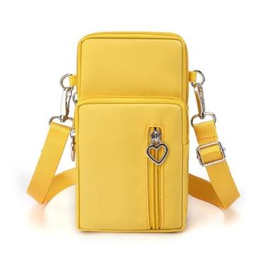 Imagem de EDIWER Bolsa para celular resistente à água bolsa tiracolo de viagem esportiva bolsa de braço carteira mini bolsa de ombro com alça ajustável, Amarelo, Small (7.5"L x 2"W x 4"H)