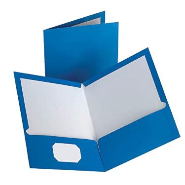 Imagem de Oxford Pastas laminadas com dois bolsos, azul, tamanho carta, 10 por pacote, (51751)