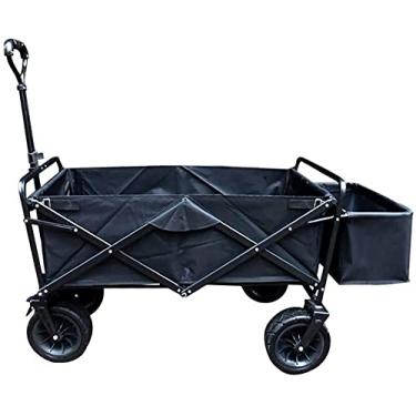 Imagem de Carrinho dobrável de jardim carrinho de compras multifuncional para acampamento ao ar livre caminhão de tração de praia com 4 rodas Carga: 150 kg (cor: preto)