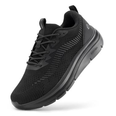 Imagem de FitVille Tênis masculino de caminhada largo, ortopédico confortável, leve, tênis de ginástica para fascite plantar - Cloud Wanderer V20, Preto, 11 Wide