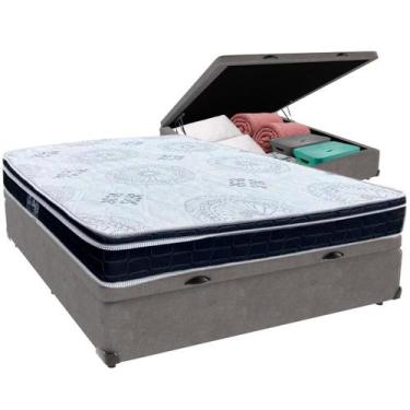 Imagem de Cama Box Baú Viúvo Cinza + Colchão Orthosono D33 Anjos