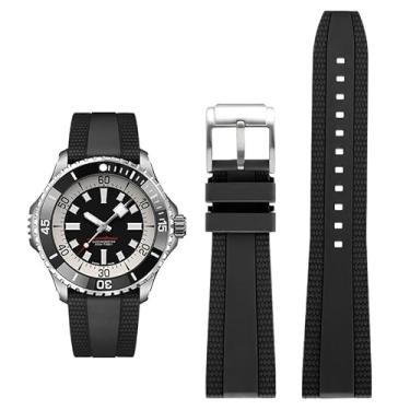 Imagem de Pulseira de borracha FKM para relógios Breitling Superocean com fivela, pulseiras de borracha para relógios Breitling Professional (preta, 20 mm)