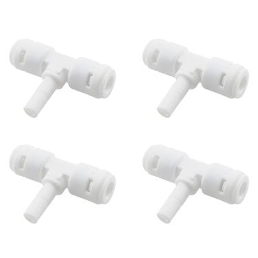 Imagem de HJGarden 4 peças branco 1/10.2 cm inserção rápida fio plugue lateral T-tee conector purificador de água réptil componente pulverizador doméstico adaptador redutor de torneira purificador de água
