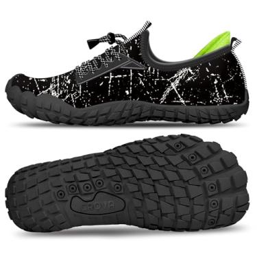 Imagem de CROVA Tênis infantil para esportes aquáticos, ultraleve, totalmente drenagem, secagem rápida, meias aquáticas sem cadarço para meninos e meninas, Preto mágico, 7 Big Kid