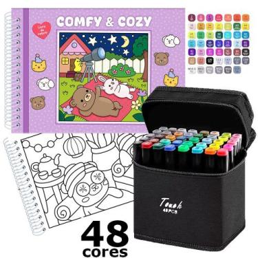 Imagem de Kit Livro De Colorir Tik Tok Comfy And Cozy Purple 48 Desenhos + 48 Ca