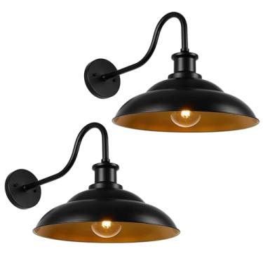 Imagem de Goosebrite Luminária De Parede Externa Em Formato De Pescoço De Ganso Para Celeiro, Arandela Grande Preta De 16 Polegadas Para Exterior, Lanterna De Parede Industrial Para Varanda, Casa, Garagem, Pá