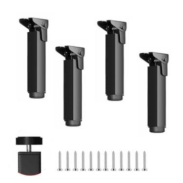 Imagem de SRSRS Pacote com 4 pernas de mesa dobráveis ajustáveis, pés de móveis de metal resistente DIY para mesas de acampamento de café, 15-60 cm (25 cm)