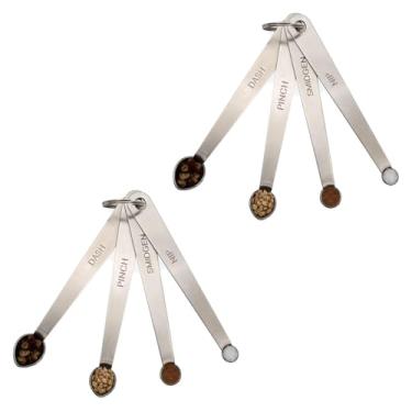 Imagem de BERYLER Conjunto de 2 mini colheres medidoras, colher de chá pequena de aço inoxidável para cozinhar e assar, adequado para pequenas quantidades de ingredientes secos ou líquidos e especiarias (1/8, 1