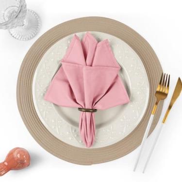 Imagem de Kit Guardanapo de Tecido Algodão Mesa Posta 4 Unidades e 4 Anel(rosê)
