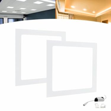 Imagem de Kit 2 Painel Plafon Led 25w Embutir Quadrado Branco Bivolt Luz Forte (Branco Frio)