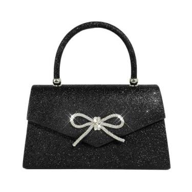 Imagem de Bolsa Clutch Purse Trisapu, bolsa de noite feminina, Sparkly Bow, pret