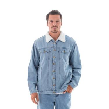Imagem de Jaqueta Jeans Masculina Arauto Com Pêlo - Arauto Jeans, Azul claro, GG