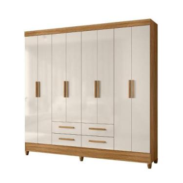 Imagem de Guarda Roupas Casal 8 Portas 4 Gavetas Flórida Freijó/Cinza Moval, Fre