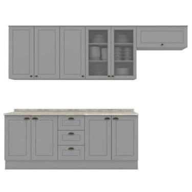 Imagem de Cozinha Modulada 7 Pecas 280 cm CE791 Americana Cinza Calcare Henn, Ci