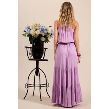 Imagem de Macacão Amplo Pantalona Com Túnel De Regulagem Na Cintura Lilás Yacamim O3-Feminino