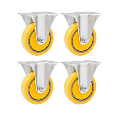 Imagem de Kit 4 un rodízio roda fixo pvc amarela 3" 76mm - VONDER