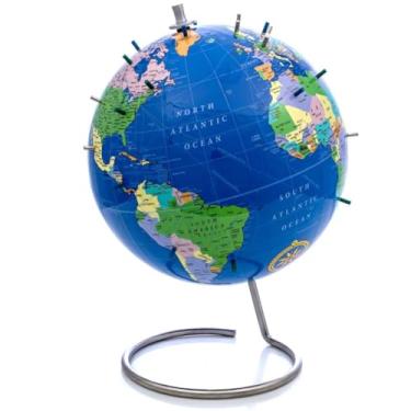 Imagem de Bullseye Office - Globo Mundial Magnético (Acabamento Liso) – Globo Mundial Magnético de 25,4 cm com Pinos Magnéticos – Perfeito como Globo de Mesa de Escritório, Globo de Sala de Aula ou Globo de Viajantes (Azul)