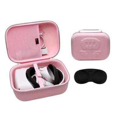 Imagem de XANAD Capa Vr Compatível Com Oculus Meta Quest 3/Quest 2/Vision Pro, Versão Oficial Original/Alça Elite, Acessórios Para Controle De Toque, Adequada Armazenamento Em Casa E Viagens (Rosa)