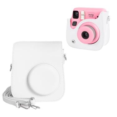 Imagem de HIYQIN Mini Capa De Couro, Protetora Compatível Com Câmera Instantânea Fujifilm Instax Se/7+, Alça Ombro - Branco Sólido