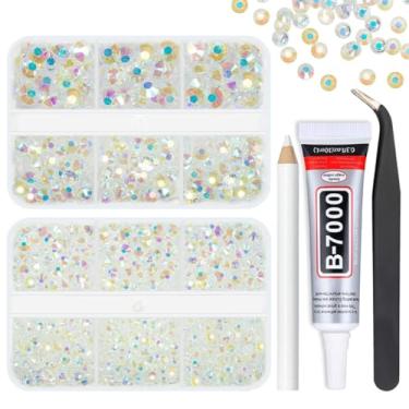 Imagem de qiipii Strass De Resina Transparente Com Cola B7000 Para Joias, Artesanato Deslumbrante, Pedras Gelatina Fundo Plano 3 Mm, 4 5 Mm E 6 Diamantes, Pingentes, Unhas, Rosto, Olhos, Maquiagem, Copos, Art