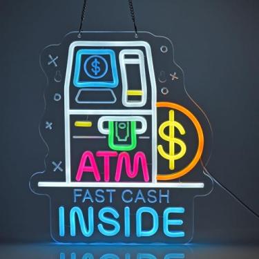Imagem de JULHOVR Letreiro De Neon Interno Para Caixa Eletrônico, Luzes Penduradas, Decoração Parede Negócios, Restaurantes, Lojas Varejo, Postos Gasolina, Casa, Alimentado Por Usb, Ultra Brilhante E Reguláve