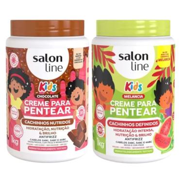 Imagem de Kit com 2 Cremes para Pentear Kids Chocolate e Melancia 1Kg Salon Line